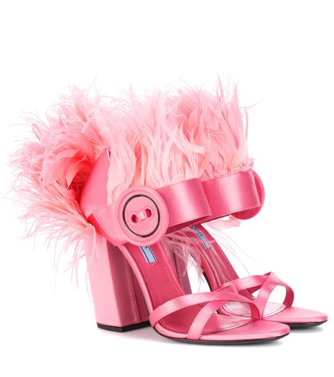 prada feather-trimmed satin sandals|Prada Satin Feather Trim Slides (PRA1012401) .